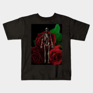 Human anatomy and roses: skeleton Kids T-Shirt